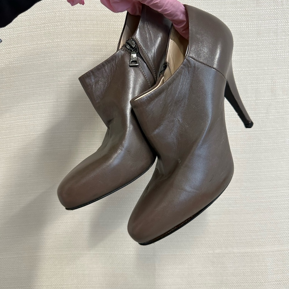 Prada Brown Ankle Booties with Sleek Pointed Toe Size 37 - Picture 3 of 8